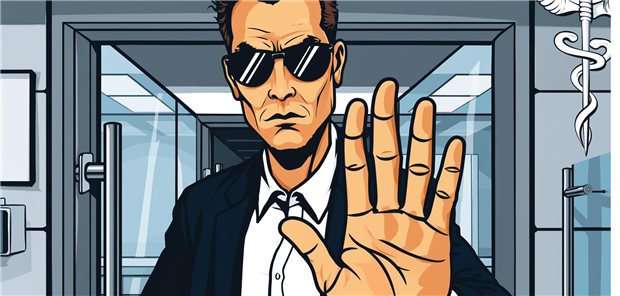 Deeskalation in der Arztpraxis: Schon mal an einen Türsteher gedacht? Das Modell mit dem „Türsteher“ habe sich bewährt. Andere Deeskalationsmöglichkeiten wie ein Ampelsystem hätten nicht zum Erfolg geführt, so Mitinhaber Dr. Olaf Dilk.