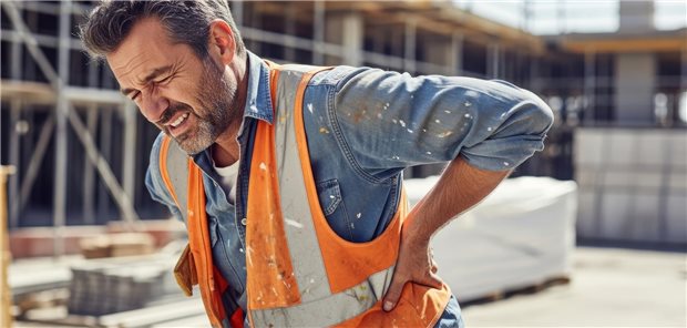 Arbeitsunfall: Was bei der Schmerzversorgung gilt Arbeiter auf der Baustelle mit akutem Rückenschmerz