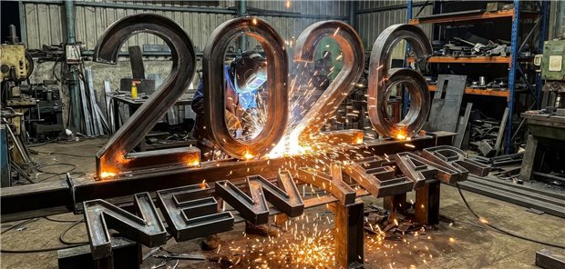 Das gilt 2026 bei Abrechnung und Honorar Ein Arbeiter formt ein Metallschild mit der Aufschrift 2026