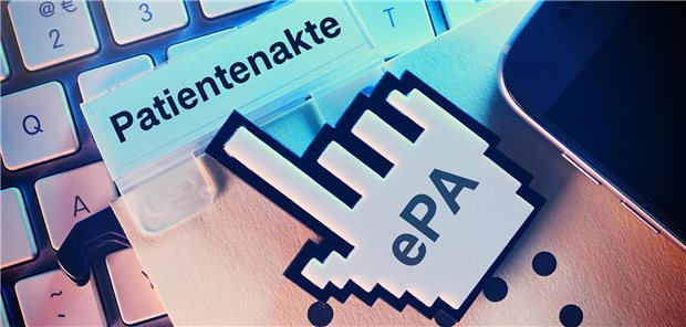 Erweiterter Bewertungsausschuss bestätigt: ePA-Befüllung bleibt bis Ende 2026 abrechenbar Computercursor zeigt auf Patientenakte auf einer Computertastatur