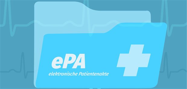 KV Rheinland-Pfalz rät prophylaktisch weiterhin ePA-Befüllung abzurechnen Visualisierung der elektronische Patientenakte ePA mit Ordner und Elektrokardiogramm