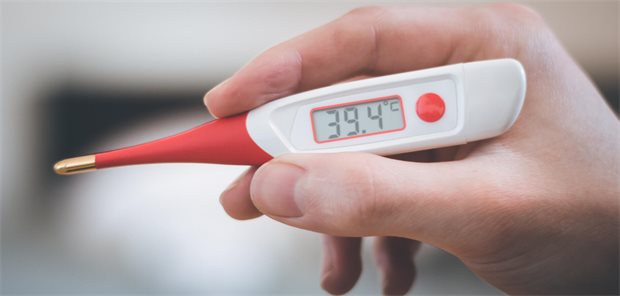 Fieber mit unklarer Ursache: Wetten, dass Sie diese Diagnose noch nicht kennen? Ein Fieberthermometer zeigt 39,4 Grad an.