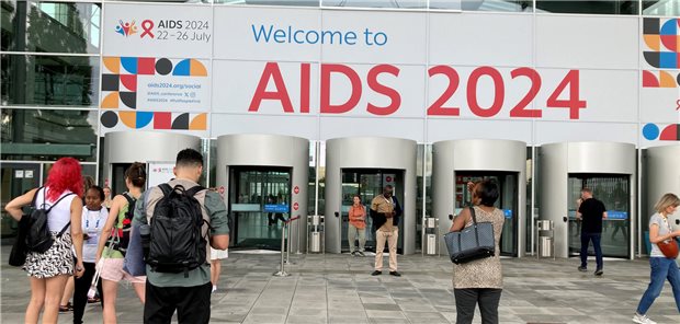 Das Münchner Messegelände vor Beginn der Welt-Aids-Konferenz. Zu der Konferenz werden vom 22. bis 26. Juli rund 10.000 Teilnehmer aus aller Welt erwartet.