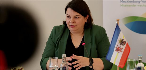 Mecklenburg-Vorpommern will Krankenhausreform „nicht kampflos“ übernehmen Stefanie Drese vor einem Mikro.