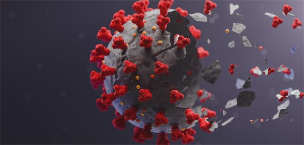 Neue Vorgaben zur Corona-Impfung gesetzlich Versicherter in Kraft getreten Darstellung des SARS-CoV-2-Virus - teils sich verflüchtigend
