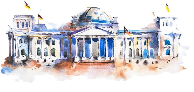 Aquarell des Reichstagsgebäudes