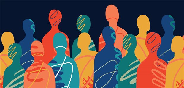 Bei zwei Krebsarten nahm die Sterblichkeit am stärksten ab Umrisse mehrere Menschen in bunten Farben.