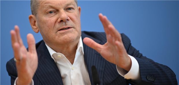 Leistungskürzungen? „Das ist eine schlechte Nummer“: Kanzler Olaf Scholz (SPD) am Mittwoch im Haus der Bundespressekonferenz.