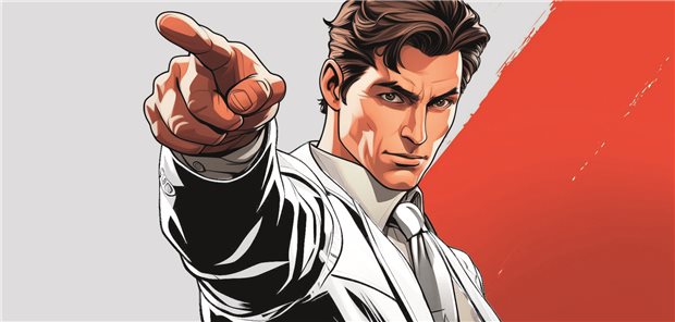 Patienten rechtssicher ablehnen: So geht’s Ein Arzt als Comicfigur zeigt mit der rechten Hand den Weg hinaus.