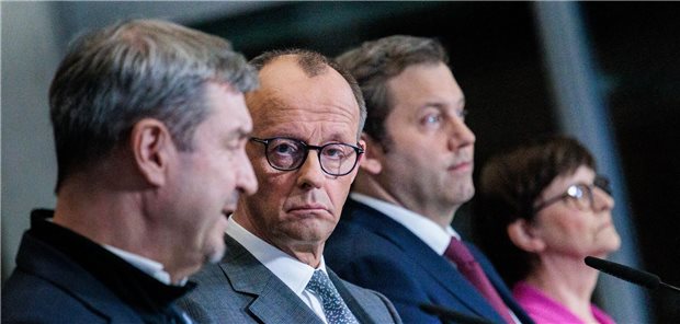 Markus Söder, Friedrich Merz, Lars Klingbeil und Saskia Esken