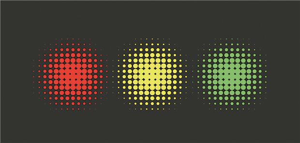 Obstipation bei Schmerzpatienten: Ampeltest hilft bei Bewertung der Darmfunktion Eine Ampel, bei der alle drei Lichter an sind.
