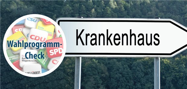 Ein Schild, das den Weg ins nächste Krankenhaus weist.