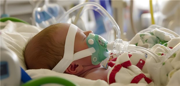 Nirsevimab schneidet anscheinend etwas besser ab als die RSV-Impfung Intubiertes Baby